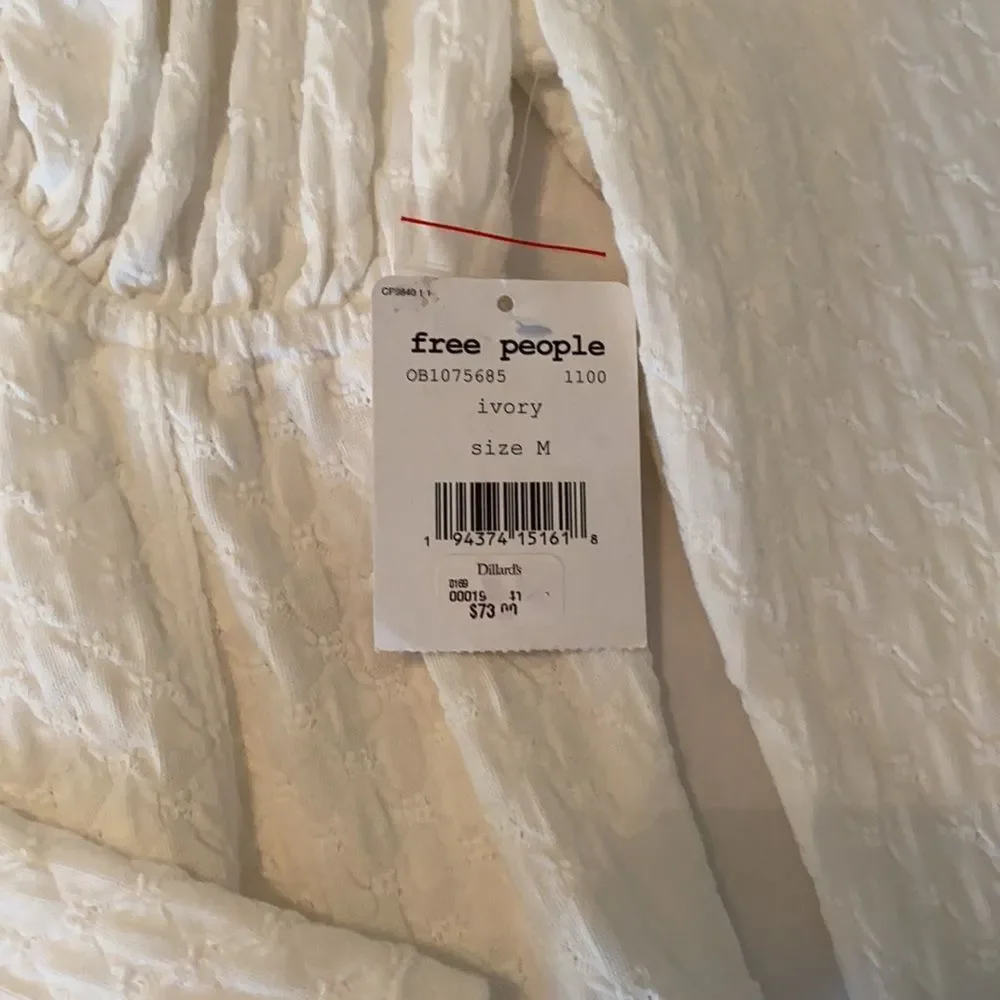 NWT Free People Ladybug Long Sleeve Top in White Size M
